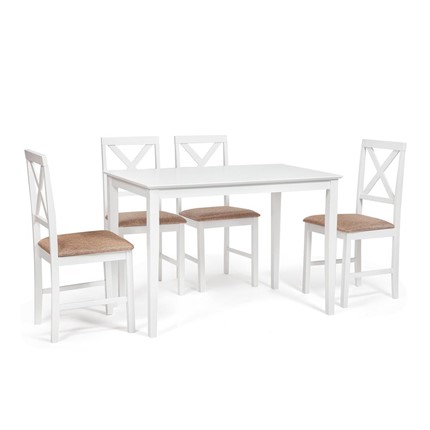 Обеденная группа на кухню Хадсон (стол + 4 стула) id 13693 pure white (белый 2-1) арт.13693 в Вологде - изображение